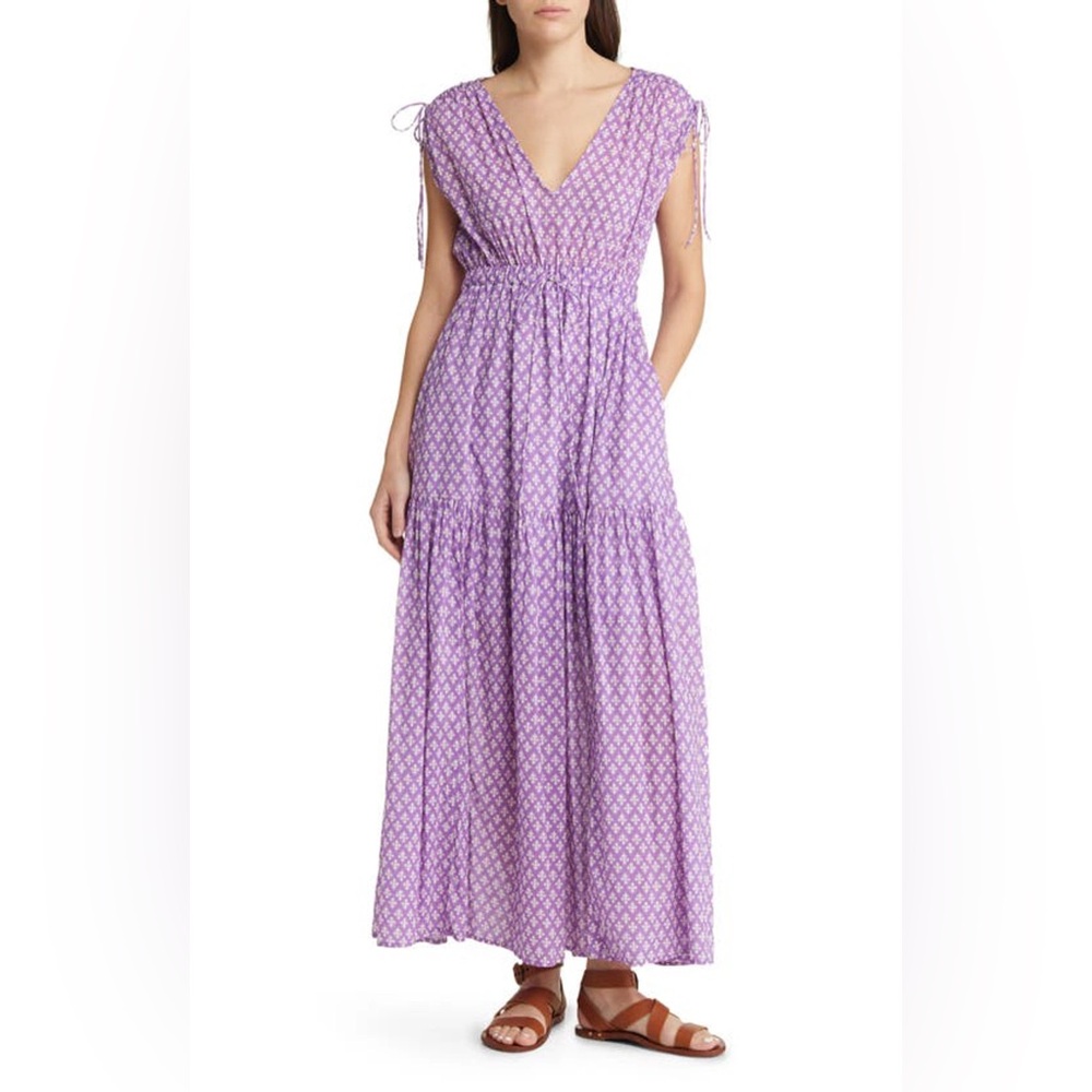 XiRENA Cecily Lavender Patterned Gauzy Cotton Maxi Dress